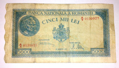 Bancnota Romania 5000 lei 1945 -20 decembrie - circulata foto