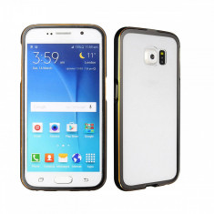 Husa transparenta margine bumper negru Samsung Galaxy S6 si folie ecran foto
