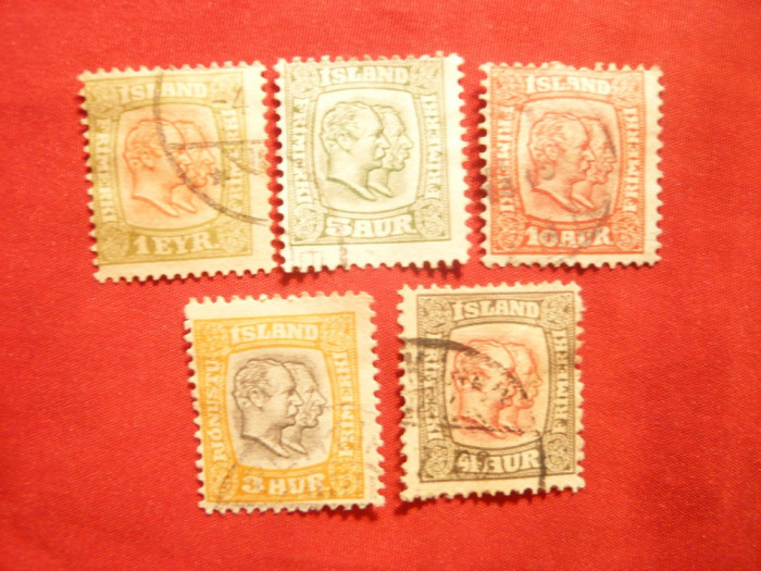 Serie mica 1907 Islanda :1E ,3,4,5,10 aur ,stampilate