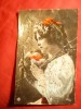 Ilustrata -Felicitare Paste circulat cca 1908, Circulata, Fotografie