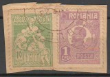 TIMBRE 127, ROMANIA, 1920/25; FERDINAND, 1 LEU, EROARE CADRU INTRERUPT, DREAPTA., Stampilat