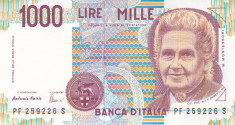 Bancnota Italia 1.000 Lire 1990 - P114c UNC foto