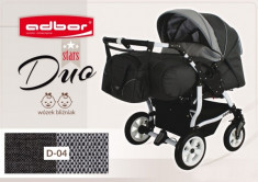 Carucior multifunctional pentru gemeni Duo Stars D04 (Negru cu Gri) Adbor foto