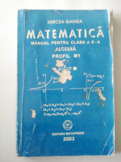 MATEMATICA - MANUAL PENTRU CLASA A X - A - ALGEBRA - MIRCEA GANGA foto