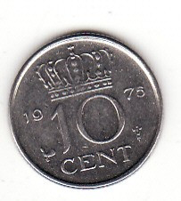 Olanda 10 centi 1975 - Juliana foto
