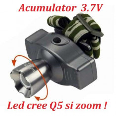 Lanterna de cap frontala cu zoom LED CREEE-Q5 Acumulator 3 Faze Iluminare DX1108 foto