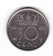 Olanda 10 centi 1969 - Juliana foto