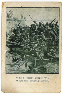 1002 - Romania, Army, European WW I Belgium - Germany - old postcard - unused foto