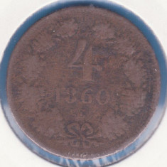 (M809) MONEDA AUSTRIA - 4 KREUZER 1860, LIT. E, RARA