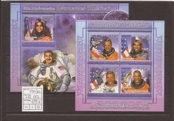 Togo - Cosmos - astronauts 3959/62+bl.602