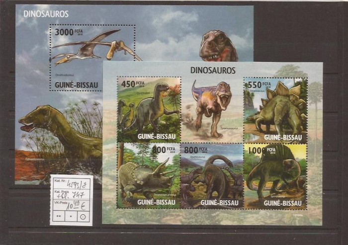 Guinea - Bissau - dinosaurs 4593/7+bl.747