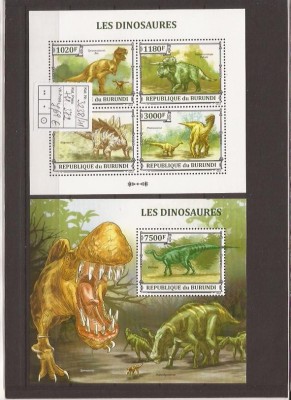 Burundi - Dinosaurs - 3238/41+bl.372 foto