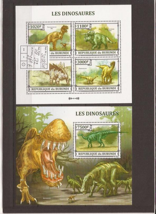 Burundi - Dinosaurs - 3238/41+bl.372
