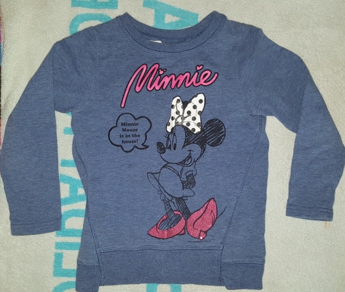 Bluza fete 4-5 ani, de la Disney, cu Minnie Mouse, 100% bumbac, indigo, ca noua Bluza fete 4-5 ani, de la Disney, cu Minnie Mouse, 100% bumbac, indigo, ca noua