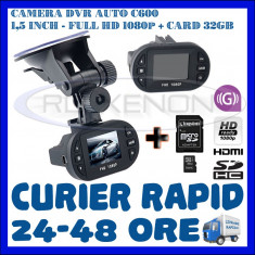 CARD 32GB + CAMERA VIDEO DVR AUTO MARTOR ACCIDENT C600, FULL HD 1080p, SENZOR G foto