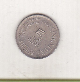 bnk mnd Singapore 5 centi 1969 foto