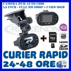 CARD 16GB + CAMERA VIDEO DVR AUTO MARTOR ACCIDENT C600, FULL HD 1080p, SENZOR G foto