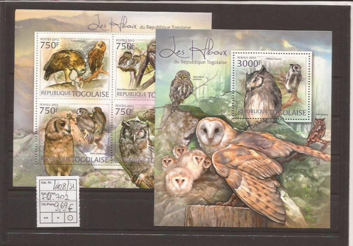 Togo - owls 4428/31+bl. 702