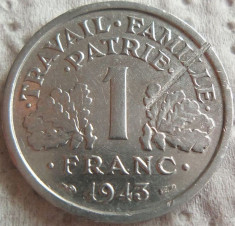 Moneda 1 Franc - FRANTA, anul 1943 *cod 2490 Allu foto