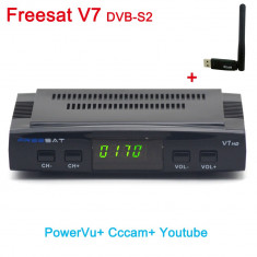 Receptor Satelit FreeSAT V7 + WIFI GRATUIT, CCcam, Alt. OPENBOX Garantie 12Luni foto