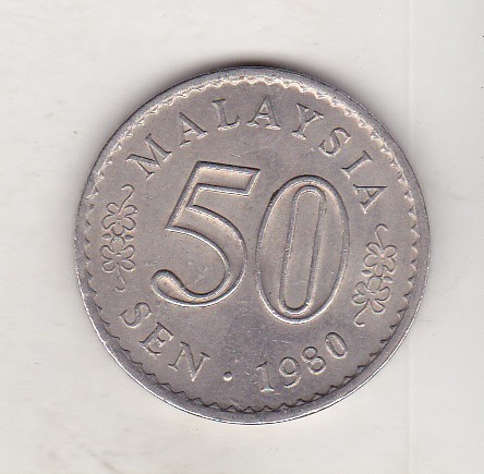 bnk mnd Malaezia Malaysia 50 sen 1980