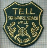 68 - EMBLEMA MANECA- TELL SCHWARZENBACH WALD-VANATOARE, TIR -starea care se vede