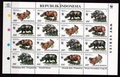Indonezia 1996 fauna rinoceri WWF MI 1648-51 klb MNH w24 foto