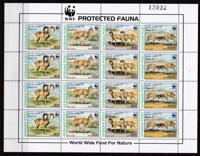 Afganistan 1998 fauna WWF MI 1819-1822 klb MNH w24