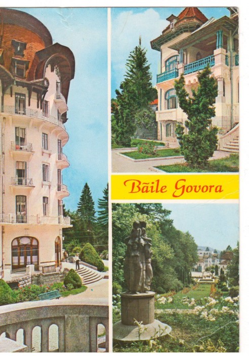 CPI (B6445) CARTE POSTALA - BAILE GOVORA. MOZAIC: PALAS, VILA BUJORUL, PARC