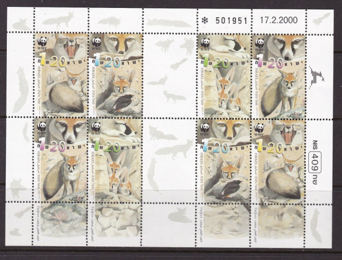 Israel 2000 fauna vulpi MI 1555-1558 WWF MI 2328-31 klb MNH w24