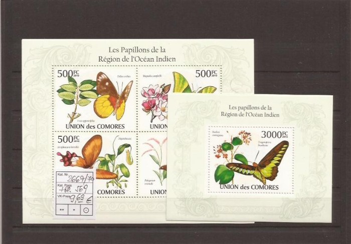 Comores - fluturi 2669/70+bl.569