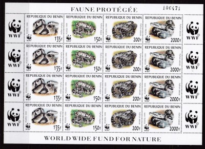 Benin 1999 fauna pitoni WWF MI 1159-1162 klb MNH w24 foto