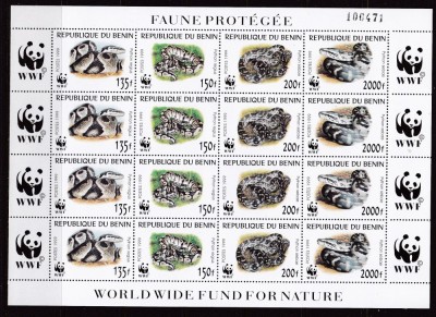 Benin 1999 fauna pitoni WWF MI 1159-1162 klb MNH w24 foto