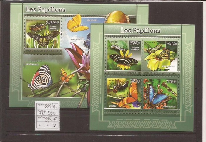 Togo - fluturi 3899/02+bl.590