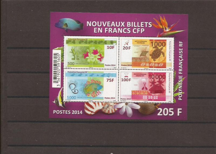 Fr. Polyneasia - banknote si fauna - bl. 41 - 2014