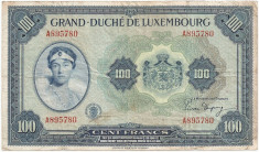 LUXEMBURG 100 Francs Franci 1944 F foto