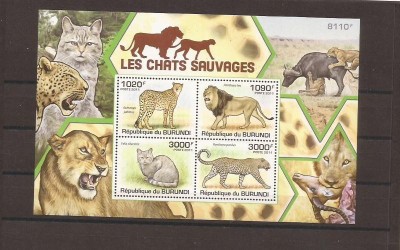 Burundi - pisici salbatice - 2022/5+bl.157 foto