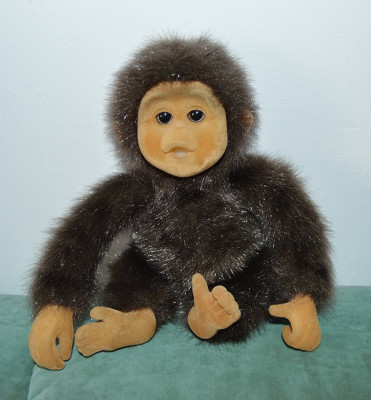 Jucarie maimutica Hosung Little Monkey Lost Teddy, 20 cm cauciuc moale catifelat foto