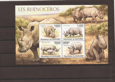 Burundi - rhinoceros 2110/3+bl.168 foto