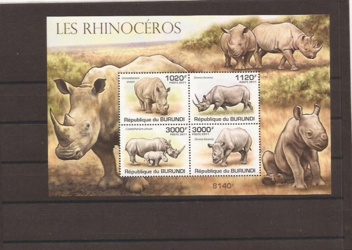 Burundi - rhinoceros 2110/3+bl.168