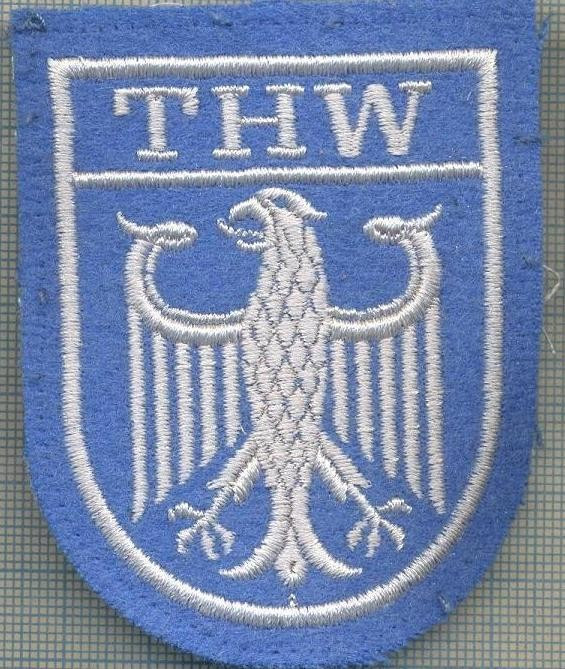 97-EMBLEMA MANECA-THW(TECHNISCHES HILFSWERK)POMPIERI-GERMANIAstarea care se vede