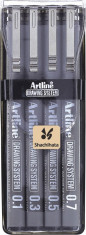 Artline Marker pentru desen tehnic ARTLINE, varf fetru (0.1/0.3/0.5/0.7mm), 4 buc/set - albastru foto