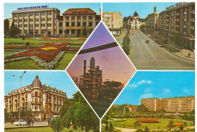 CPI (B6536) CARTE POSTALA - PLOIESTI. RAFINARIA BRAZI, PALATUL JUSTITIEI,.... foto