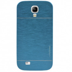 Husa blue albastru light aluminiu+plastic MOTOMO Samsung Galaxy S4 i9500 + folie