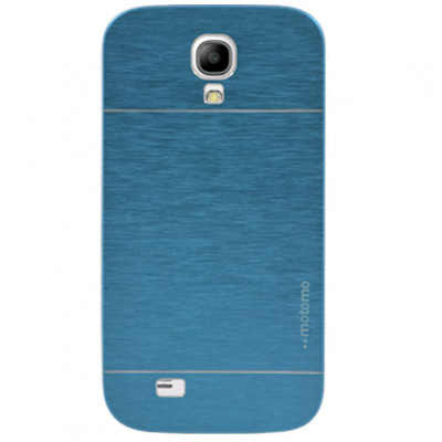 Husa blue albastru light aluminiu+plastic MOTOMO Samsung Galaxy S4 i9500 + folie foto