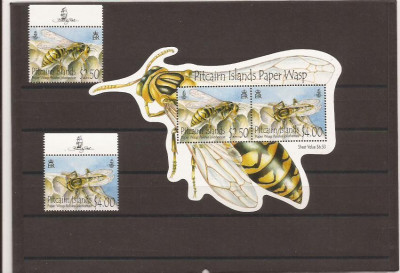 Pitcairn Islands - paper wasp - 827/8+bl.58 foto