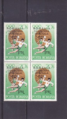 Romania Camp mond de handbal supratipar,bloc de 4, nr lista 8846. foto