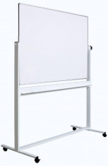 Optima Tabla alba magnetica, dubla fata, rotativa, 100 x 180 cm, pe stand mobil, profil aluminiu, Optima foto