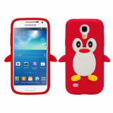Husa silicon red rosie model pinguin Samsung Galaxy S4 Mini i9190 + folie, Rosu