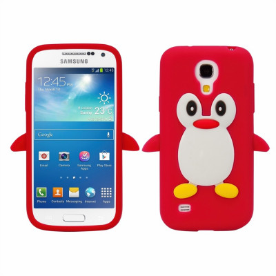 Husa silicon red rosie model pinguin Samsung Galaxy S4 Mini i9190 + folie foto